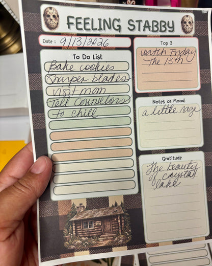 Feeling Stabby Daily Planner | Camp Blood Horror Daily Notepad