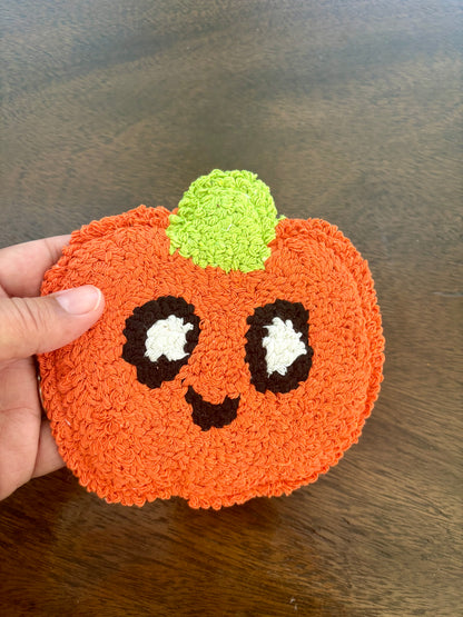 Happy Pumpkin Punch Needle Mug Rug | Handmade Fall Coaster