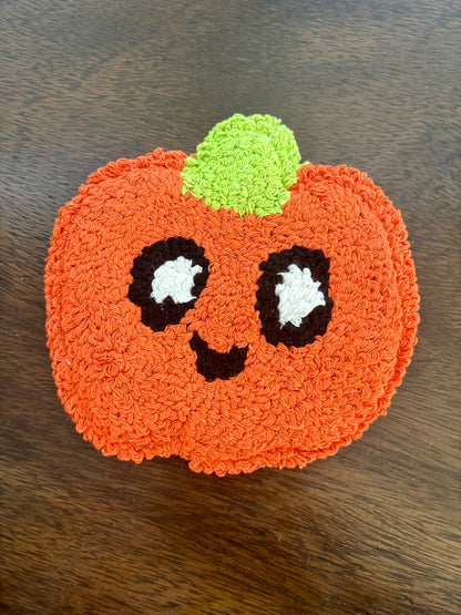 Happy Pumpkin Punch Needle Mug Rug | Handmade Fall Coaster