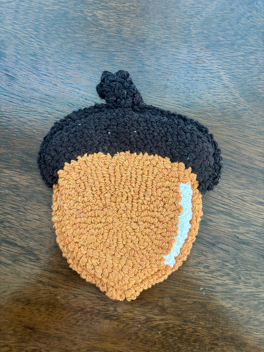 Cozy Acorn Punch Needle Mug Rug | Handmade Fall Coaster