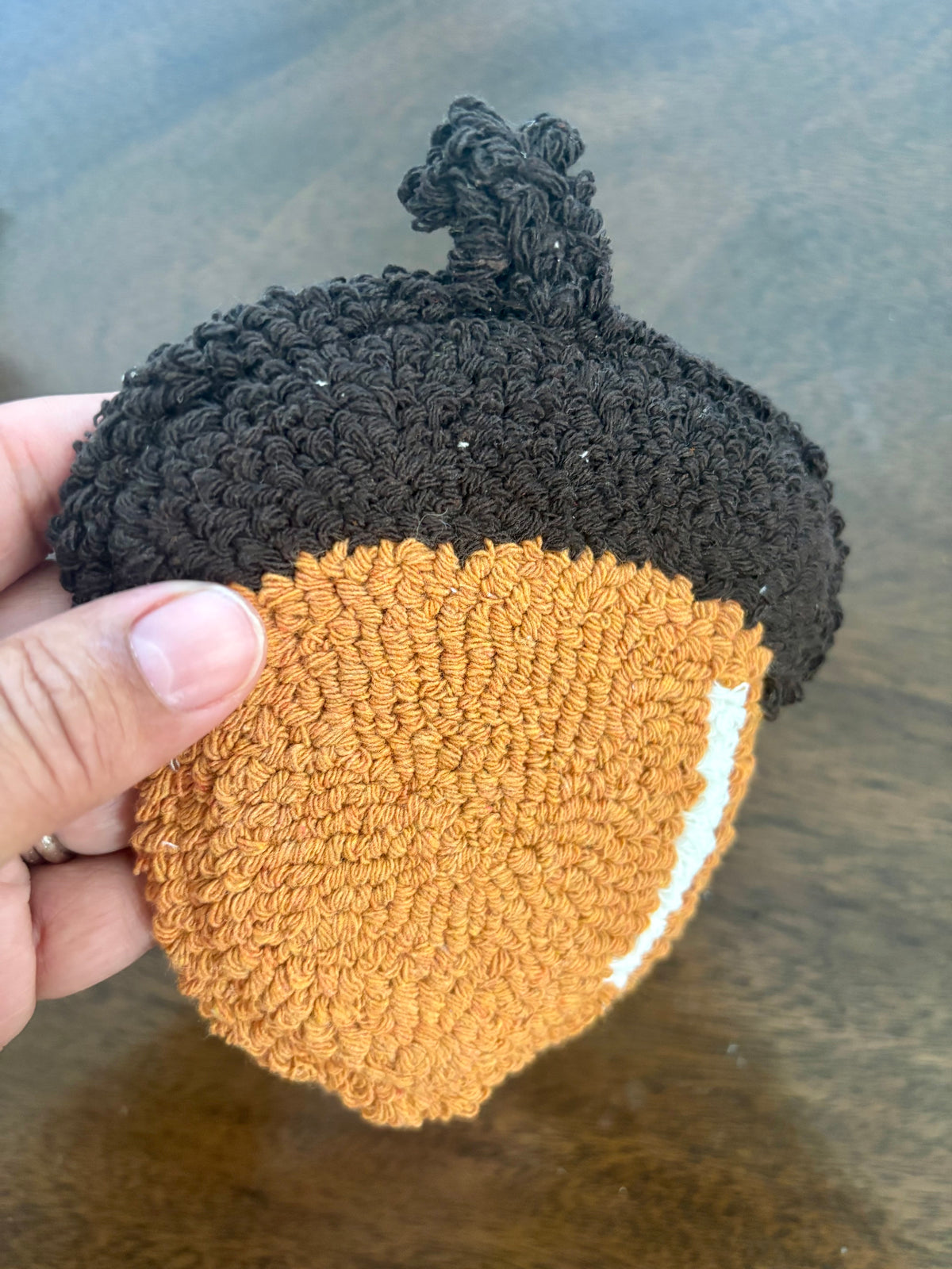 Cozy Acorn Punch Needle Mug Rug | Handmade Fall Coaster