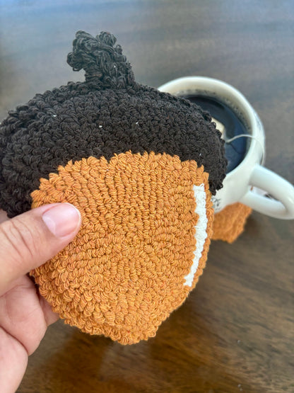 Cozy Acorn Punch Needle Mug Rug | Handmade Fall Coaster