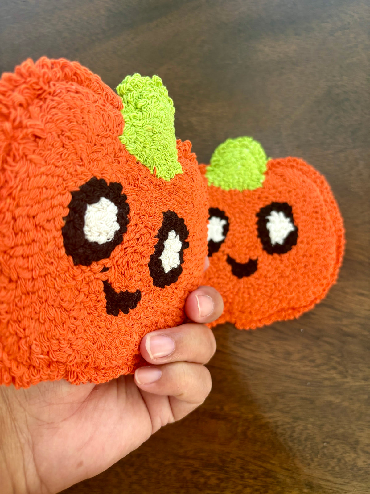 Happy Pumpkin Punch Needle Mug Rug | Handmade Fall Coaster