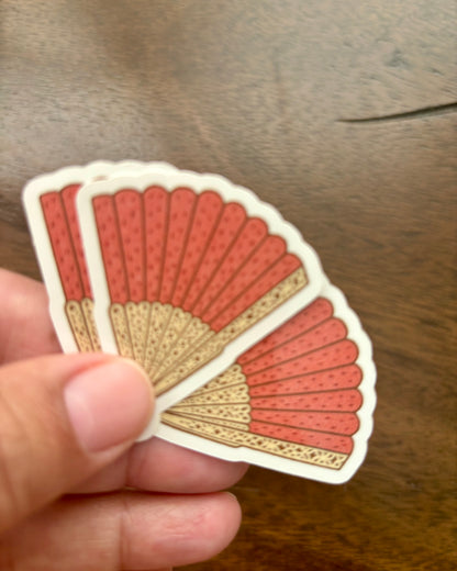 Vintage Hand Fan Sticker – 2” Die Cut Vinyl