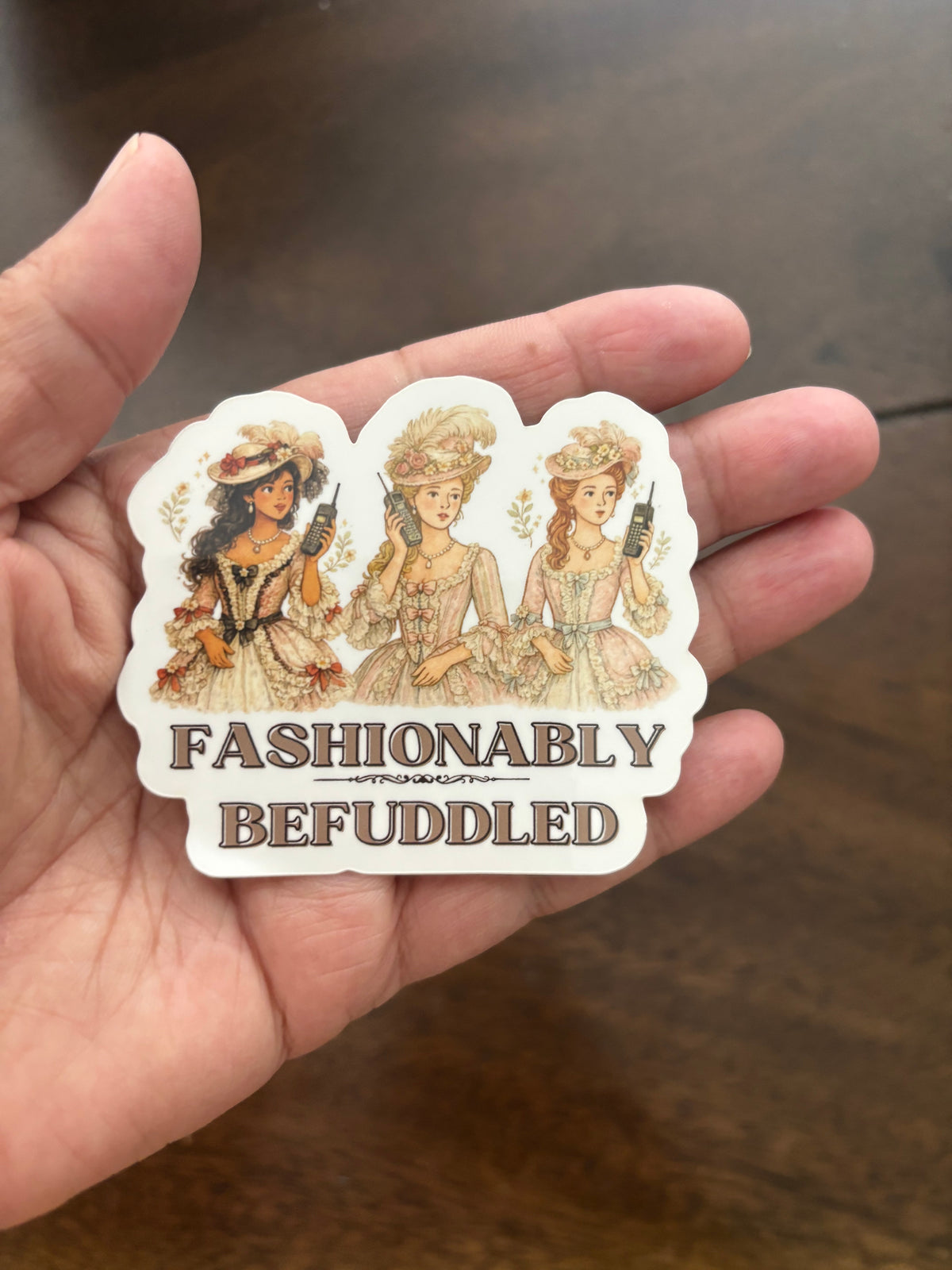 Fashionably Befuddled Kindle Sticker – Marie Antoinette inspired 3” Die Cut Sticker