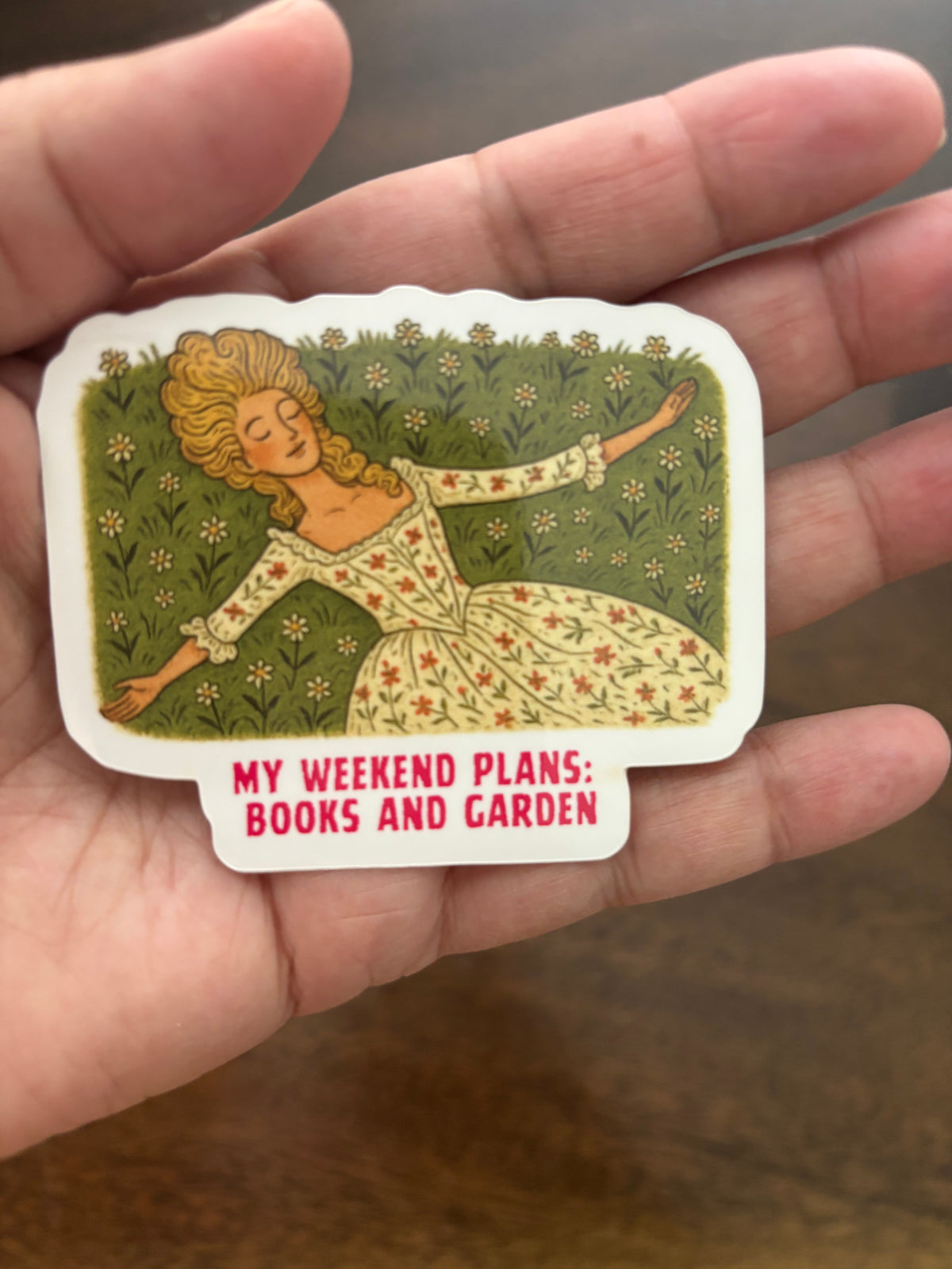 My Weekend Plans Books and Garden - Marie Antoinette Kindle Sticker – 3” Die Cut