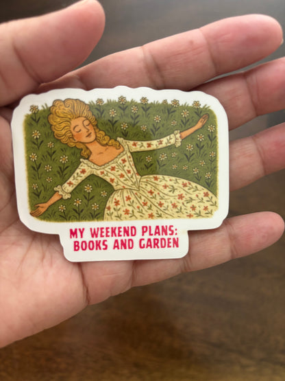 My Weekend Plans Books and Garden - Marie Antoinette Kindle Sticker – 3” Die Cut