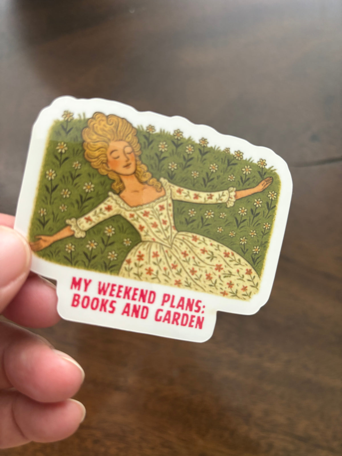 My Weekend Plans Books and Garden - Marie Antoinette Kindle Sticker – 3” Die Cut