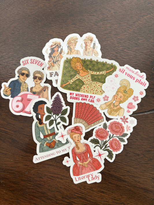 Marie Antoinette Kindle Sticker Bundle – 7 Bookish Vinyl Stickers for Kindle Cases