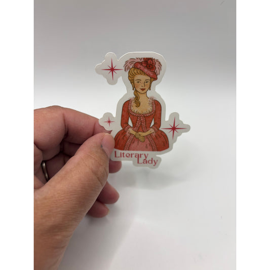 Literary Lady Kindle Sticker – 3” Vintage Bookish Die Cut Vinyl Decal for Kindle Case