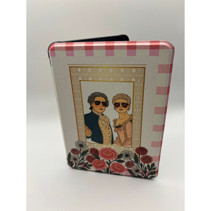 Cameo Kindle Case – Vintage Portrait Pink Gingham Cover + Hand Strap