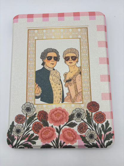 Cameo Kindle Case – Vintage Portrait Pink Gingham Cover + Hand Strap