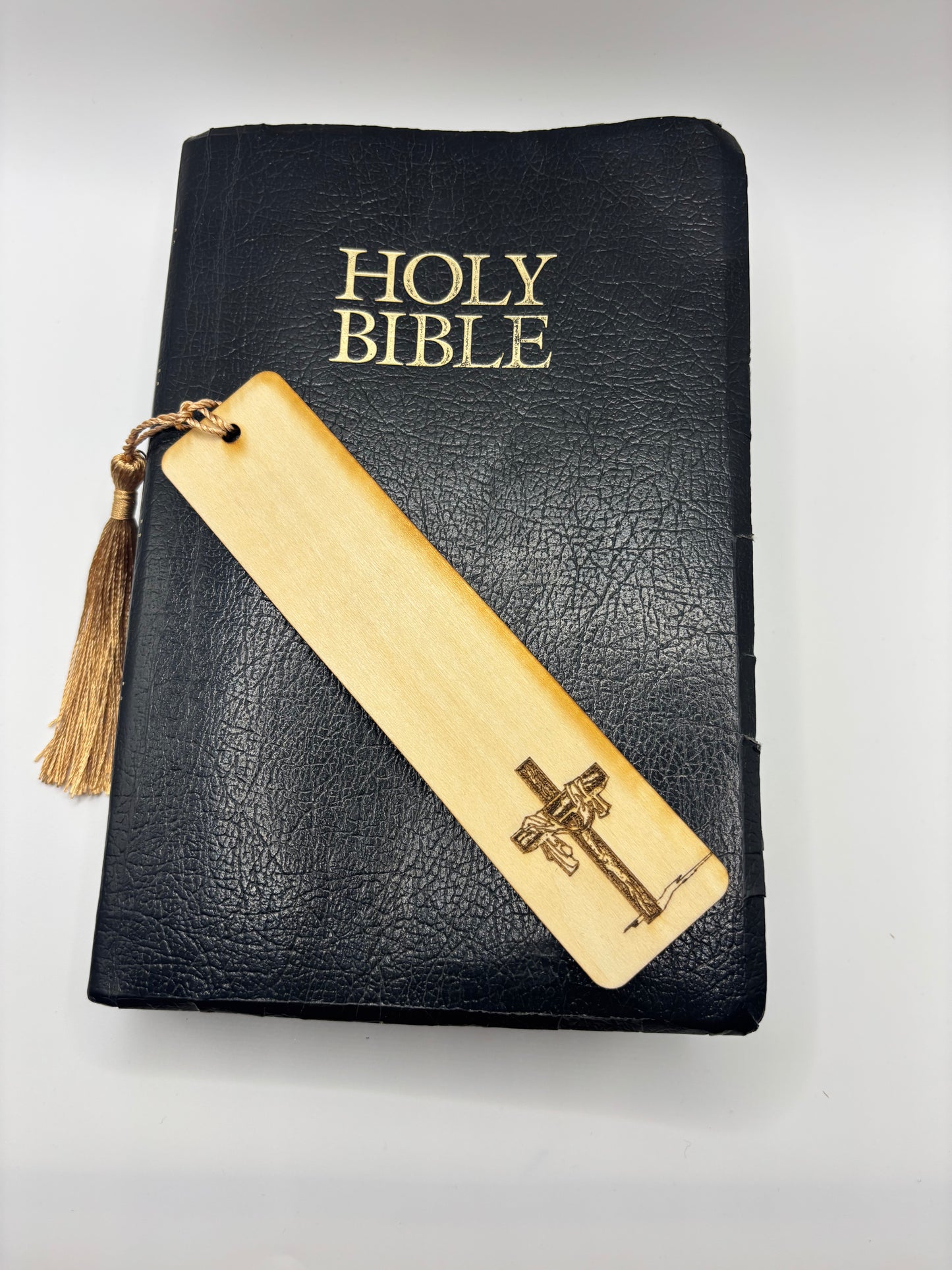 Engraved Cross Wooden Bookmark