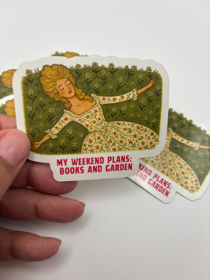 My Weekend Plans Books and Garden Kindle Sticker – 3” Vintage Floral Die Cut |