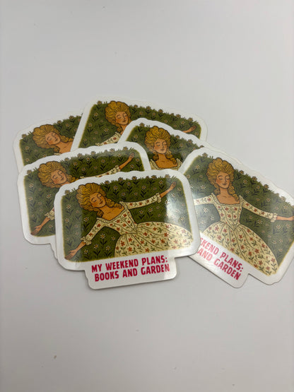 My Weekend Plans Books and Garden Kindle Sticker – 3” Vintage Floral Die Cut |