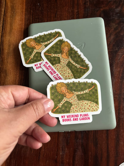 My Weekend Plans Books and Garden Kindle Sticker – 3” Vintage Floral Die Cut |
