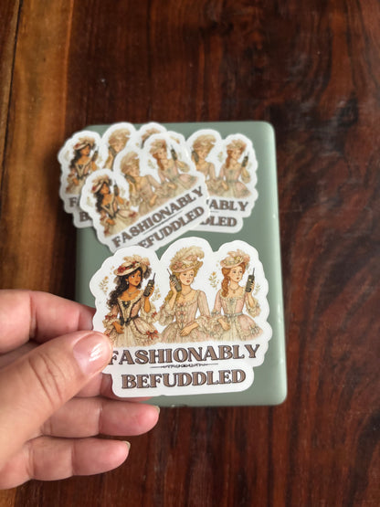 Fashionably Befuddled Kindle Sticker – 3” Vintage Die Cut Vinyl
