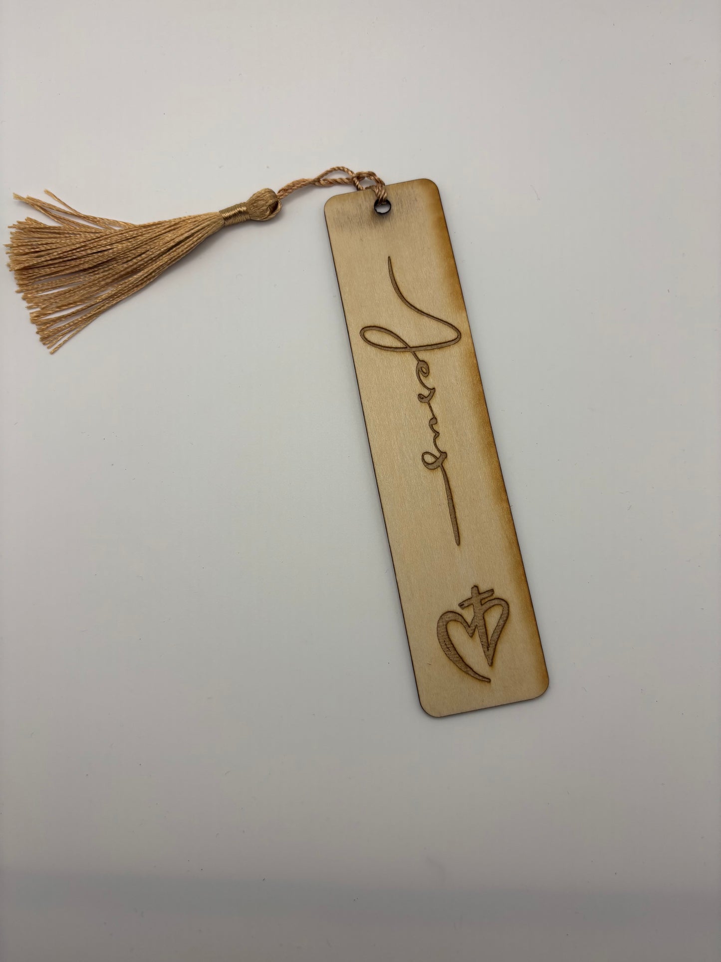 Engraved Jesus Wooden Bookmark – Handmade Real Wood Bookmark with Tassel
