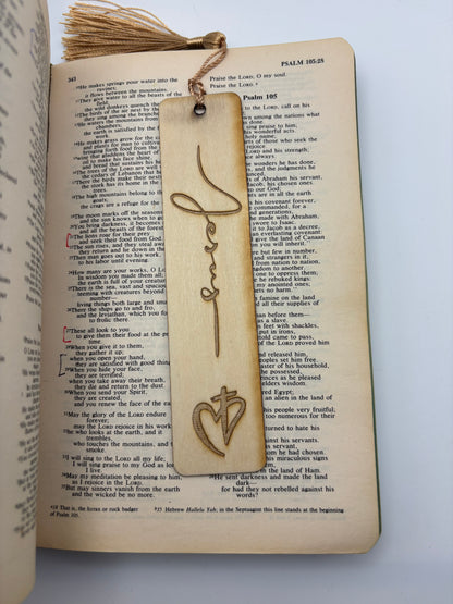 Engraved Jesus Wooden Bookmark – Handmade Real Wood Bookmark with Tassel