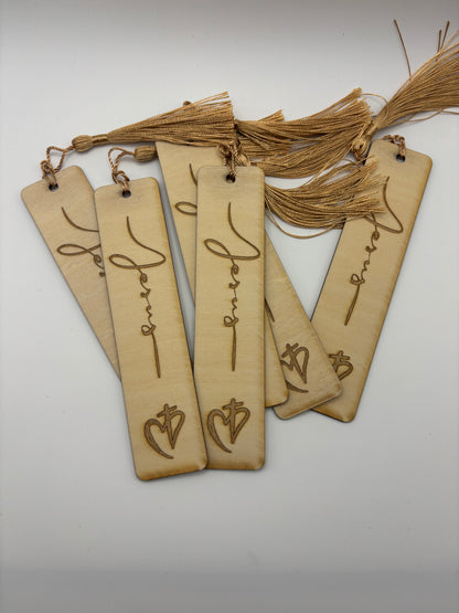 Engraved Jesus Wooden Bookmark – Handmade Real Wood Bookmark with Tassel