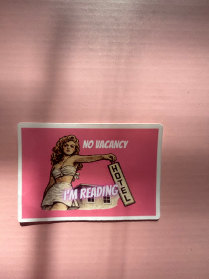 No Vacancy I’m Reading Vinyl Sticker | Retro Bookish Sticker for Kindle Cases & Readers