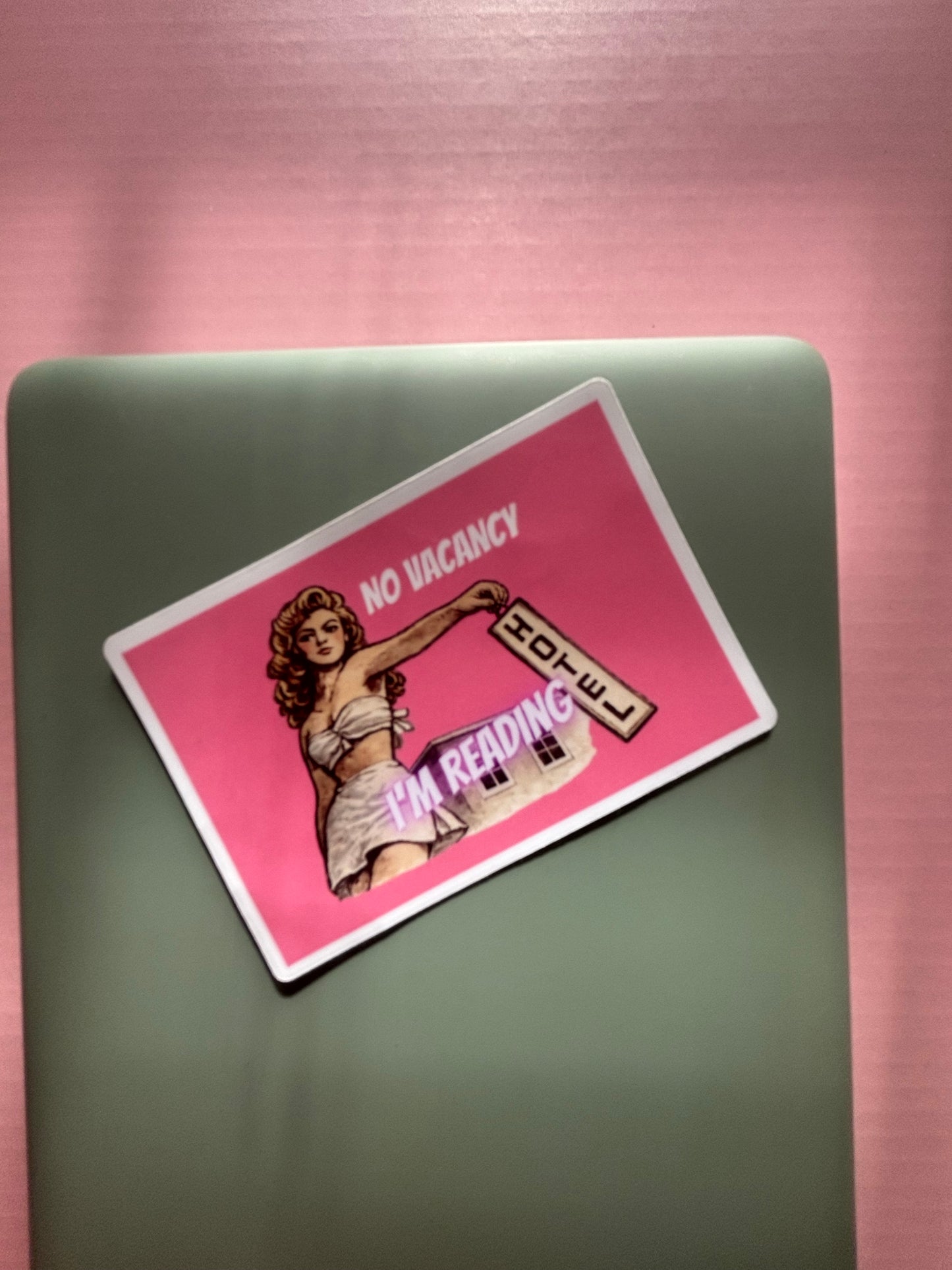 No Vacancy I’m Reading Vinyl Sticker | Retro Bookish Sticker for Kindle Cases & Readers