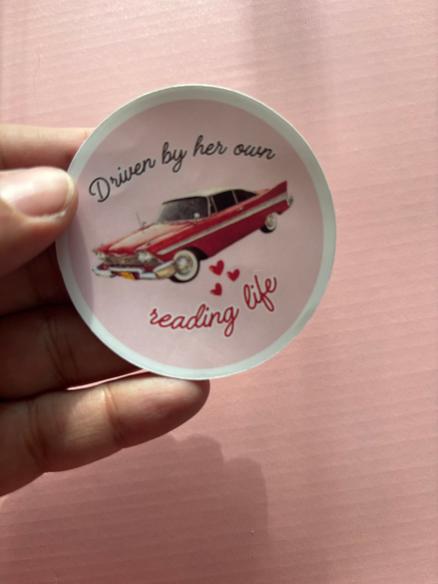 Driven by Her Own Reading Life Vinyl Sticker | Retro Bookish Car Sticker for Kindle Cases & Readers