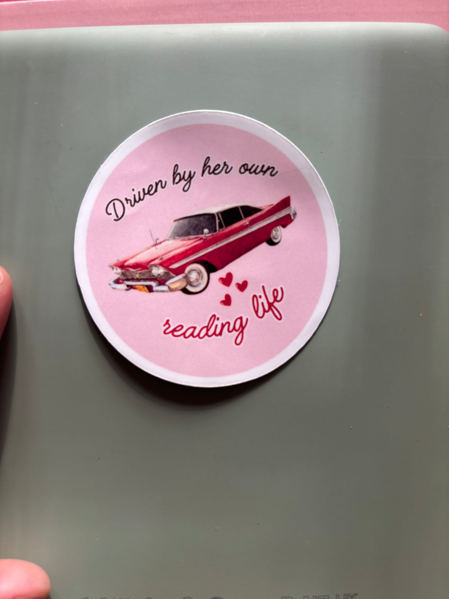 Driven by Her Own Reading Life Vinyl Sticker | Retro Bookish Car Sticker for Kindle Cases & Readers