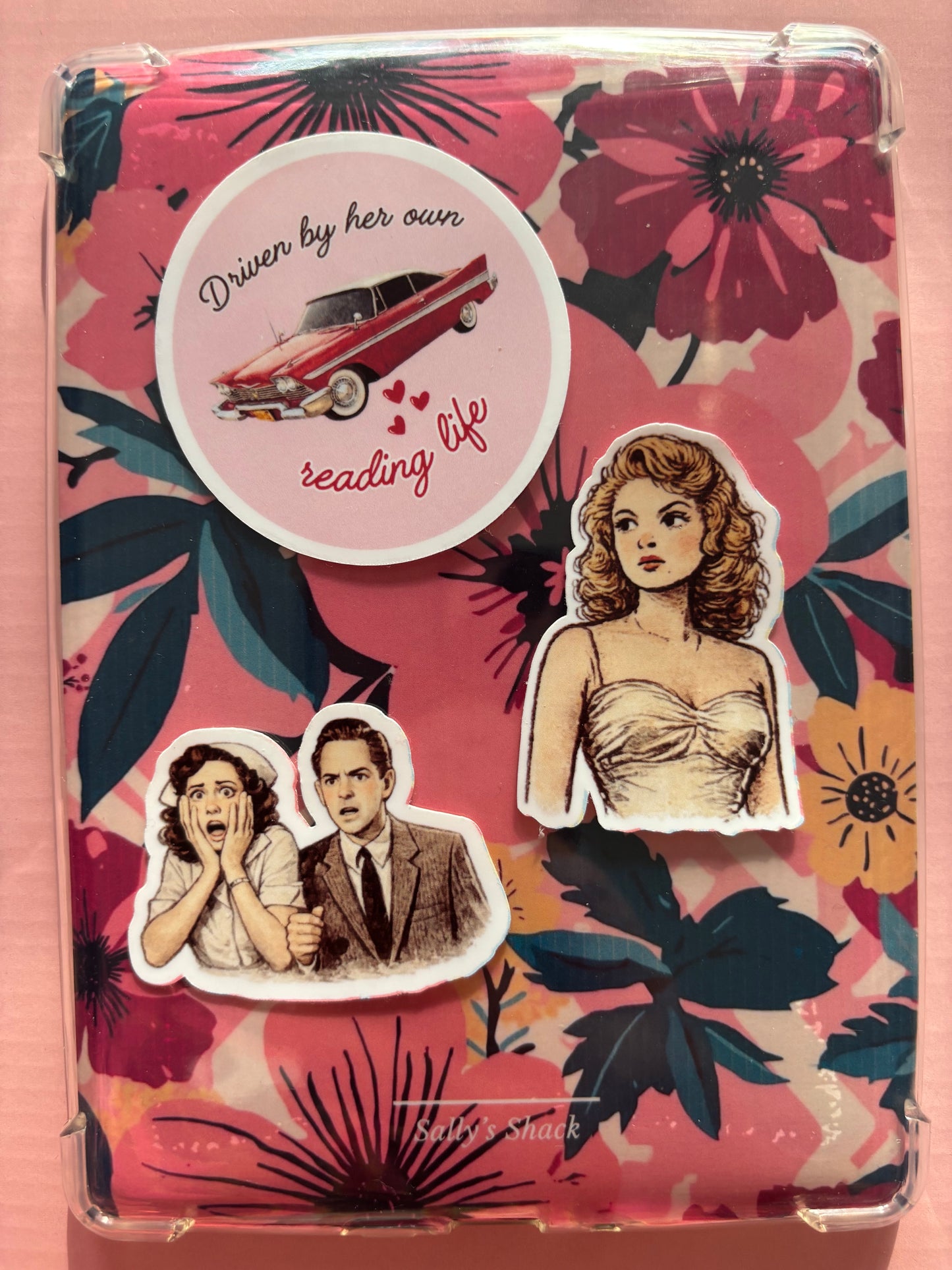 Attack of the TBR Tropical Floral Kindle Insert | Bright Pink Retro Kindle Decor for Kindle Basic, Paperwhite & Colorsoft
