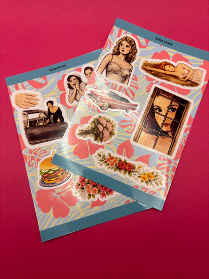 Attack of the TBR Kiss Cut Sticker Sheet Set | Vintage Bookish Reader Stickers (Set of 2)