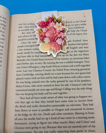 Tropical Bloom Magnetic Bookmark | Tahiti Floral Bookmark for Book Lovers