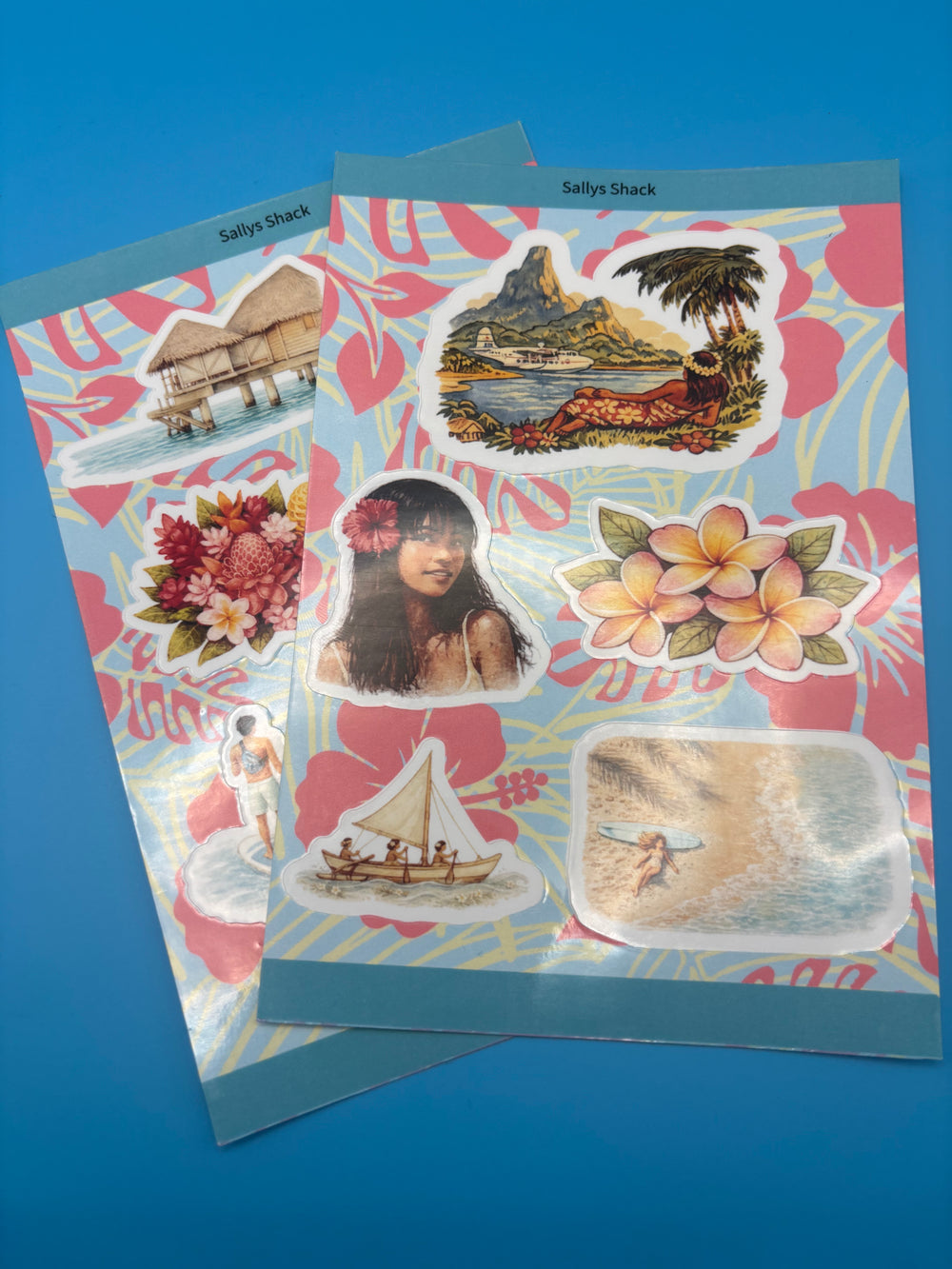 Summer in Tahiti Kiss Cut Sticker Sheet Bundle | Tropical Bookish Vinyl Stickers (set of 2)