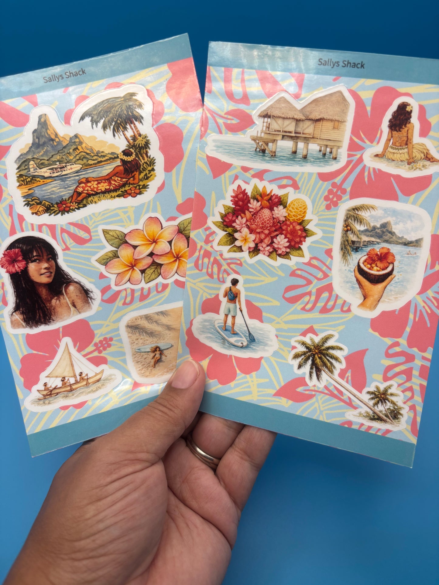 Summer in Tahiti Kiss Cut Sticker Sheet Bundle | Tropical Bookish Vinyl Stickers (set of 2)