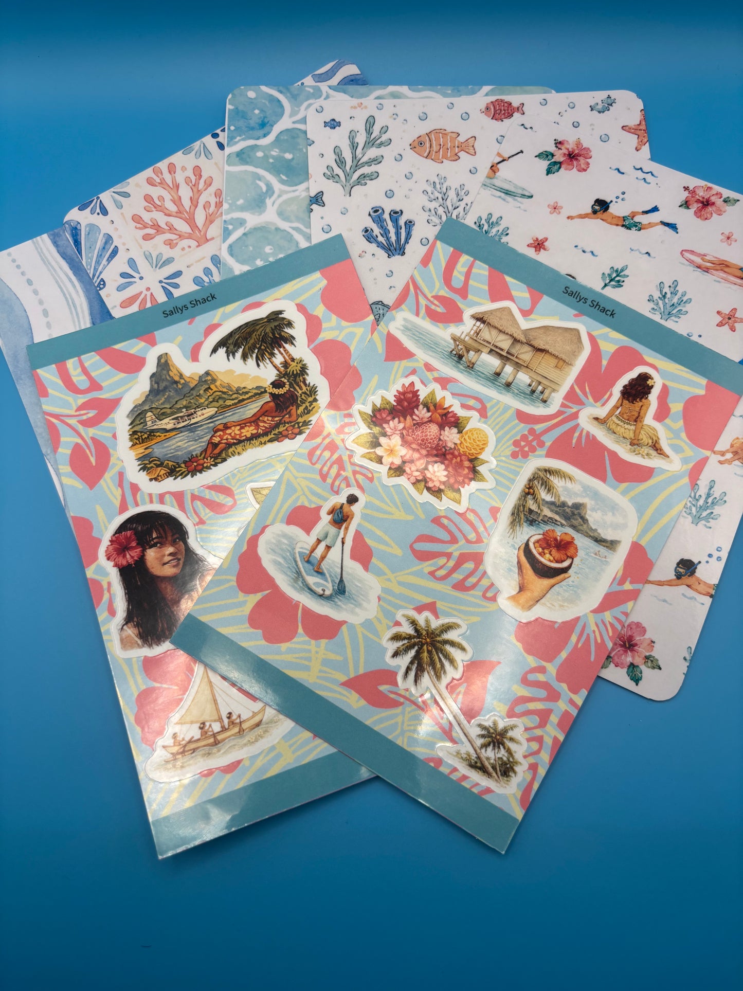 Summer in Tahiti Kiss Cut Sticker Sheet Bundle | Tropical Bookish Vinyl Stickers (set of 2)