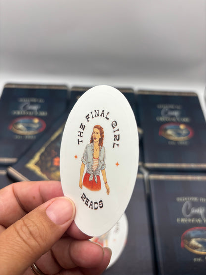 The Final Girl Reads Vinyl Sticker | Camp Blood Horror Bookish Sticker