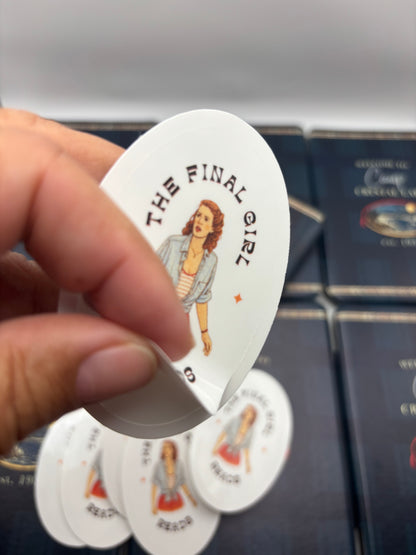 The Final Girl Reads Vinyl Sticker | Camp Blood Horror Bookish Sticker