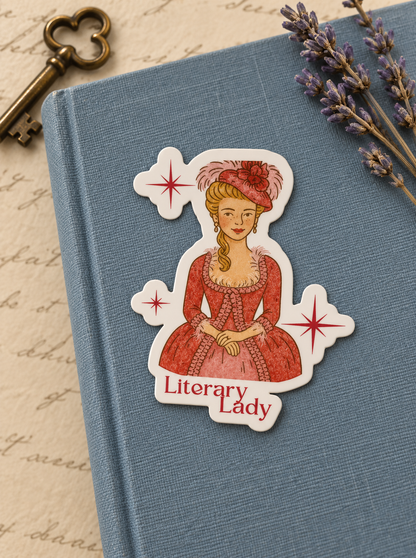 Literary Lady Kindle Sticker – 3” Vintage Bookish Die Cut Vinyl Decal for Kindle Case