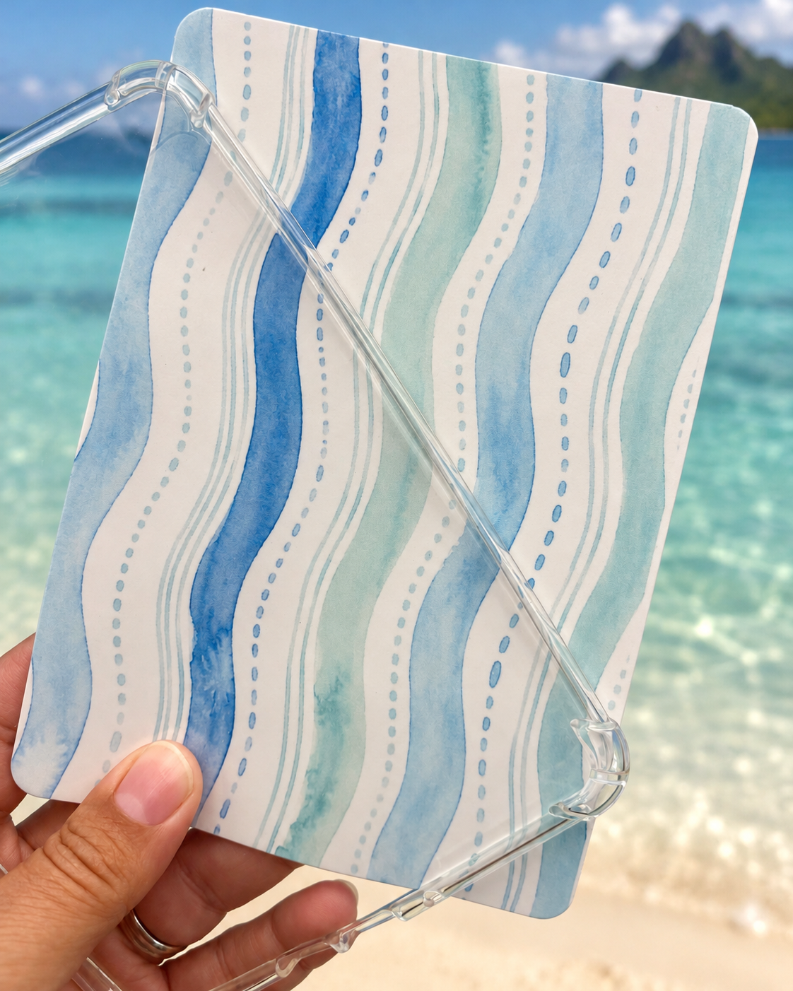 Ocean Breeze Kindle Insert | Coastal Bookish Decor for Clear Kindle Cases