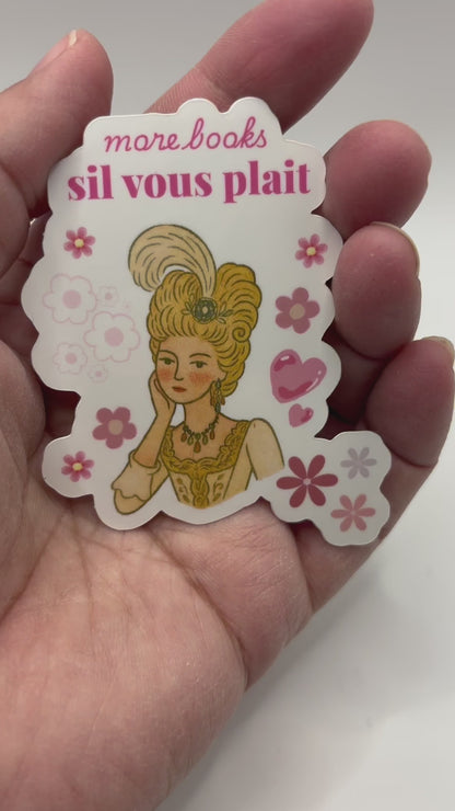 More Books S’il Vous Plaît Kindle Sticker – Vintage Bookish 3” Die Cut Vinyl Decal for Kindle Case