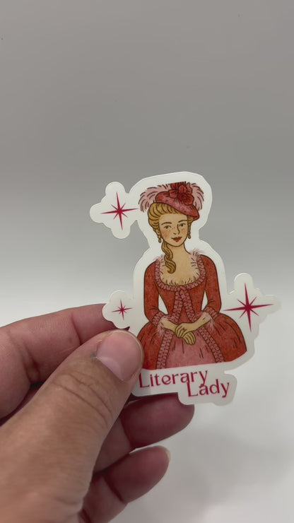 Literary Lady Kindle Sticker – 3” Vintage Bookish Die Cut Vinyl Decal for Kindle Case